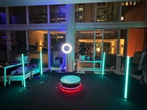 Guests interacting with the 360 video booth.